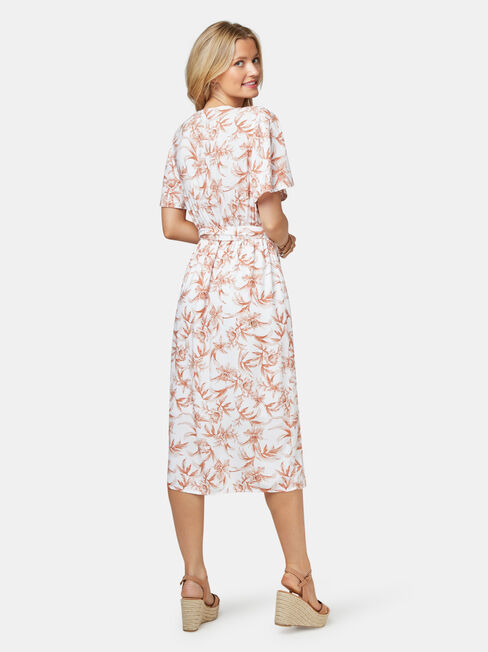 Veronica Button Thru Dress, White, hi-res