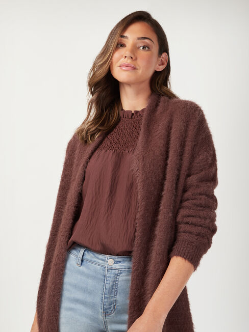 Francesca Puff Sleeve Top, Brown, hi-res