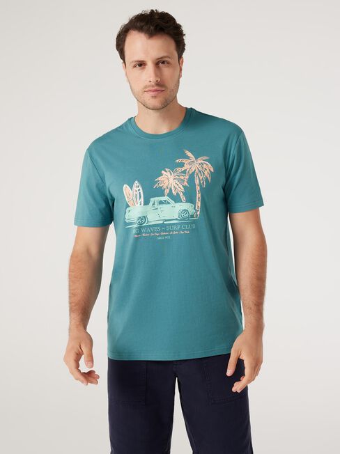 SS Timmy Print Crew Tee, Jade, hi-res