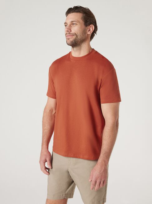 Ace Relaxed Fit Basic Crew Tee, Orange, hi-res