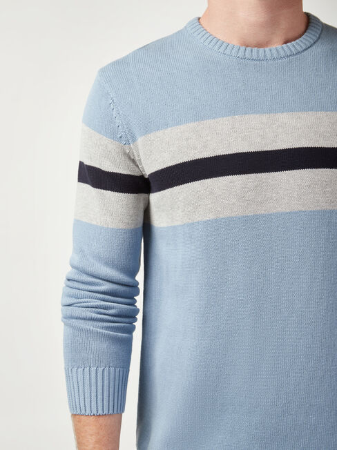 Marshall Block Stripe Crew Knit, Blue, hi-res