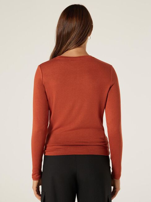 Hazel Soft Touch Twist Front Pullover, Rust, hi-res