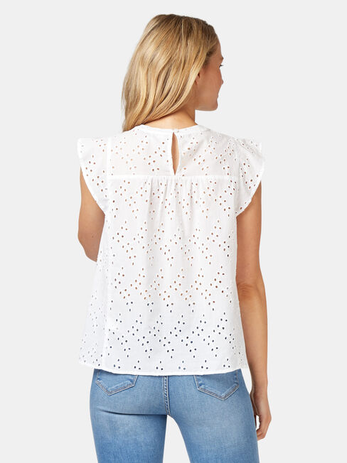 Gianna Broderie Top, White, hi-res