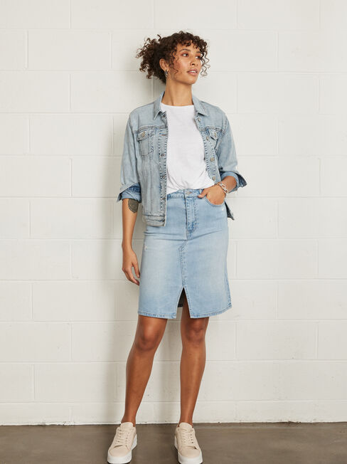 Riley Denim Skirt, Light Indigo, hi-res