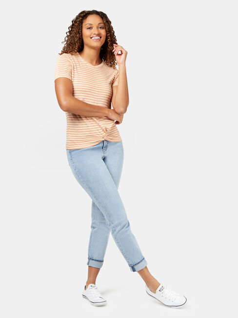 Nia Knot Front Tee, Red, hi-res