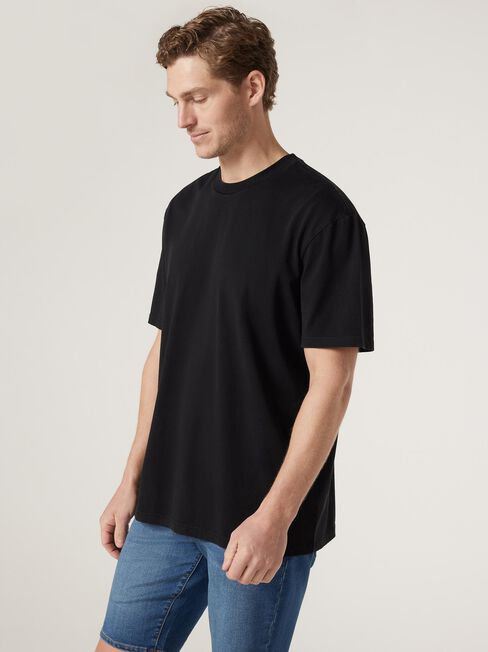 Ace Relaxed Fit Basic Crew Tee, Black, hi-res