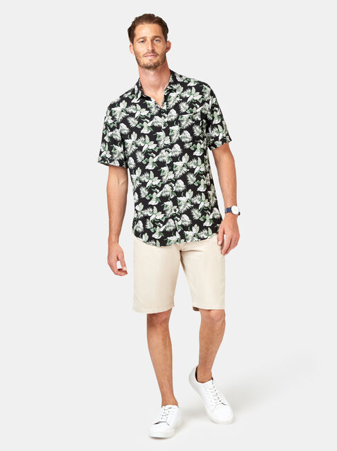 Fox Short Sleeve Print Shirt, Black, hi-res