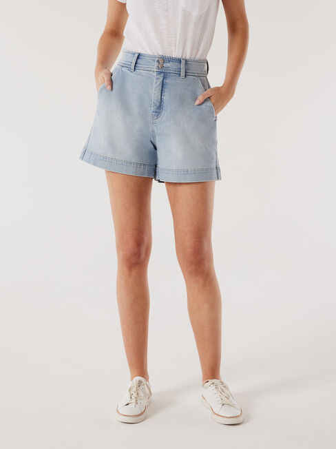 Georgia Tummy Trimmer Denim Short, Blue, hi-res