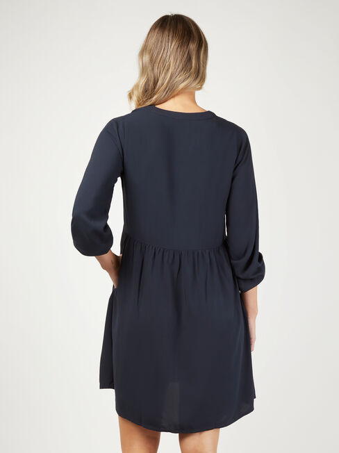 Amity Half Button Maternity Dress, Blue, hi-res