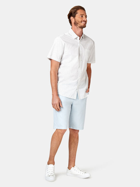 Devon Short Sleeve Print Shirt, White, hi-res