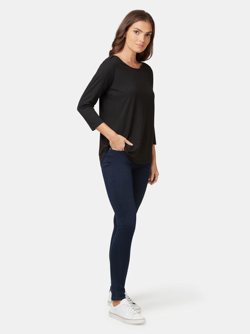 Essential Boatneck Tee, Black, hi-res