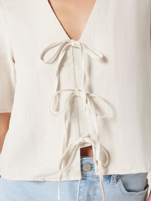 Demi Tie Front Top, Sand, hi-res