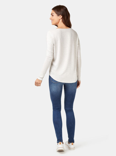 Max Curve Hem Textured Top, White, hi-res