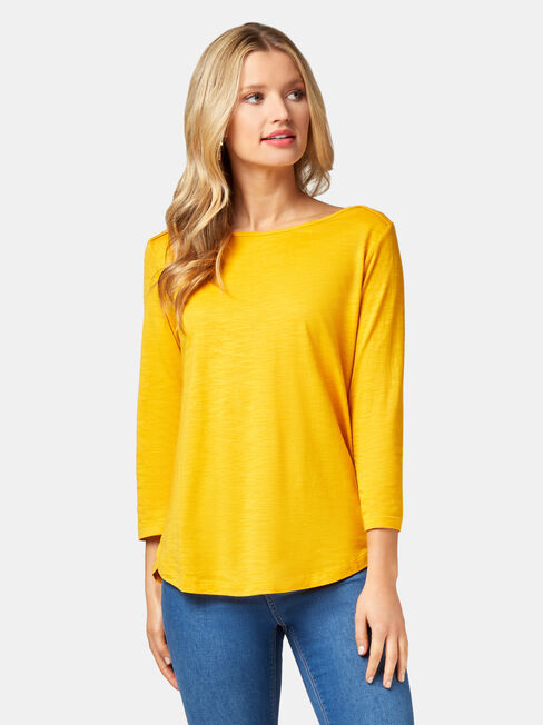 Essential Boatneck Tee, Yellow, hi-res