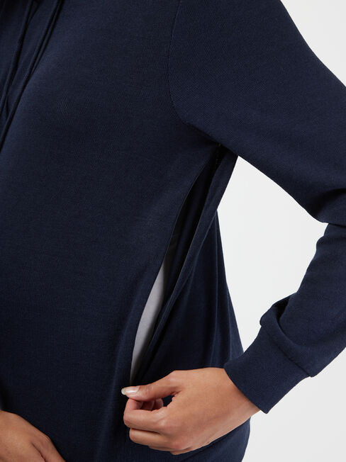 Carrie Side Zip Maternity Hoodie, Blue, hi-res