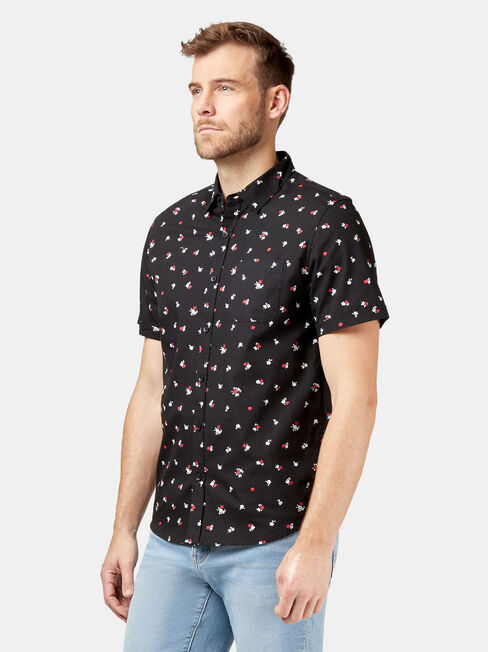 Kurt Short Sleeve Print Shirt, Black, hi-res
