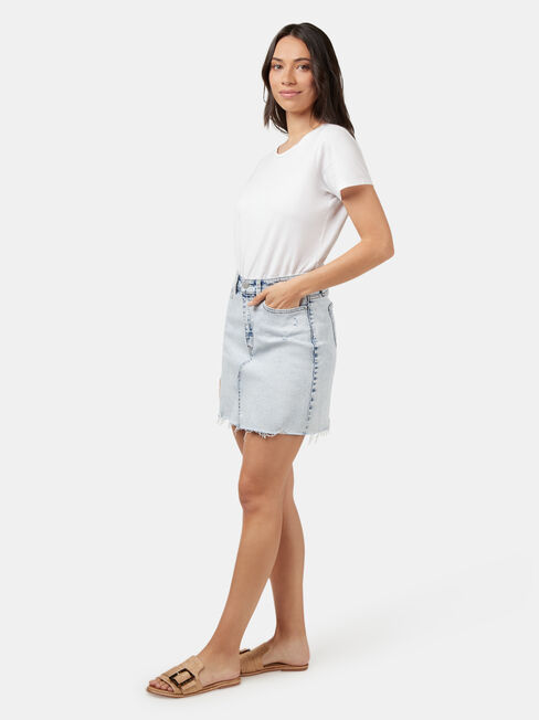 Simone Distressed Denim Skirt, Blue, hi-res