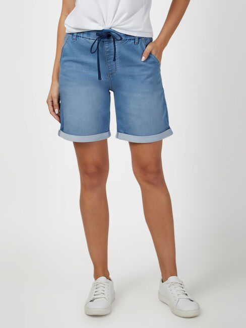Abbey Luxe Jogger Bermuda Short, Light Indigo, hi-res