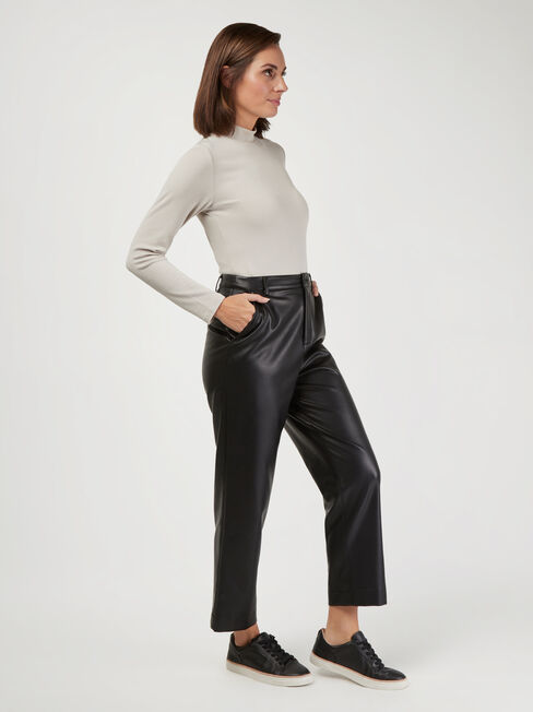 Morticia Mock Neck Top, White, hi-res