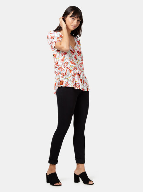 Cassie Peplum Top, White, hi-res