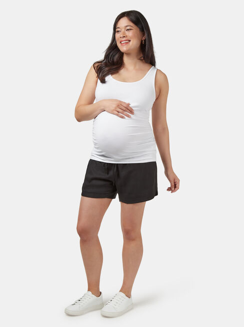 Maxine Shirred Maternity Short, Black, hi-res