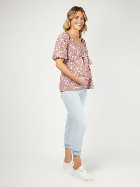 Charlie Maternity Tie Front Top