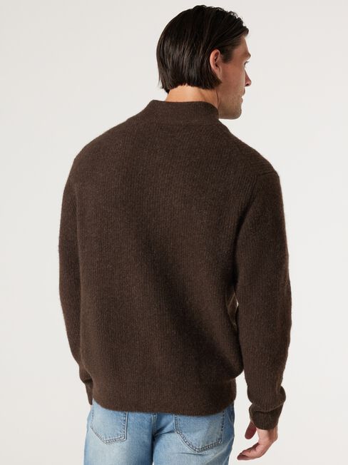 Toronto Zip Through Knit, Brown, hi-res