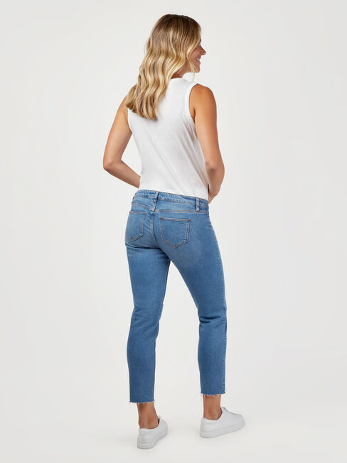 Carla Crop Straight Maternity Jean Light Wash, Mid Indigo, hi-res