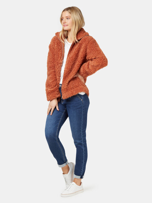 Beccy Teddy Jacket, Brown, hi-res