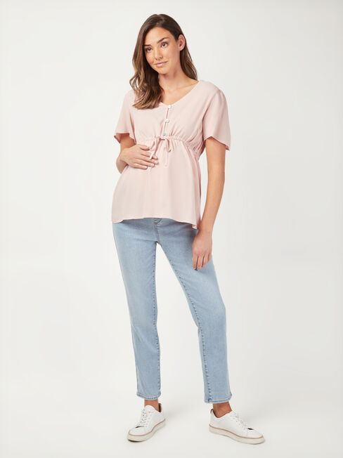 Amy Drawstring Waist Maternity Top, Pink, hi-res