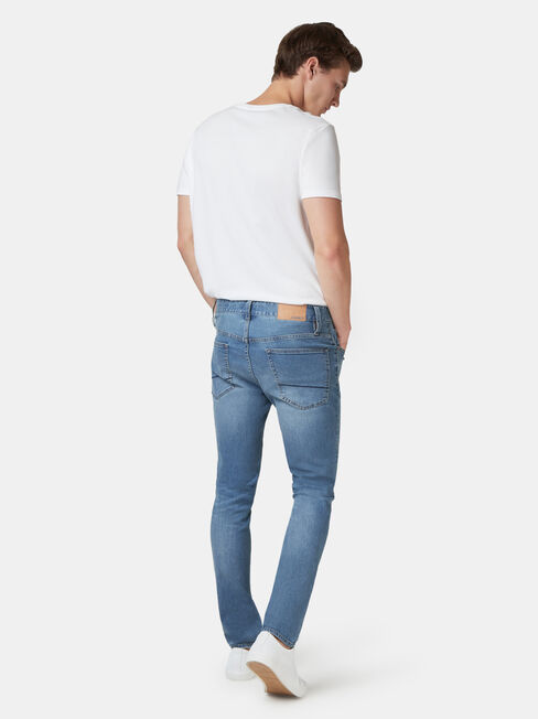 Denim Flex Slim Tapered Jeans Mid Vintage, Light Indigo, hi-res