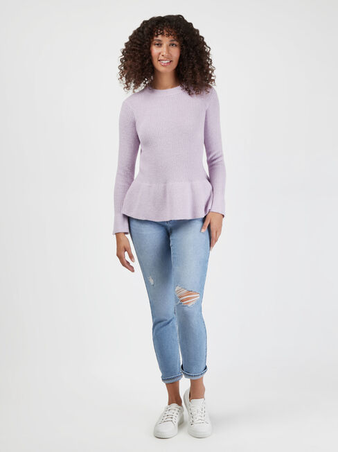 Addison Peplum Knit, Purple, hi-res