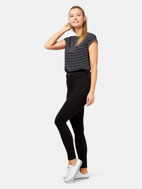 Adelaide Stripe Tee, Black, hi-res
