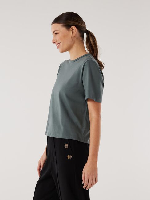 Essential Relaxed Crop Tee, Green, hi-res