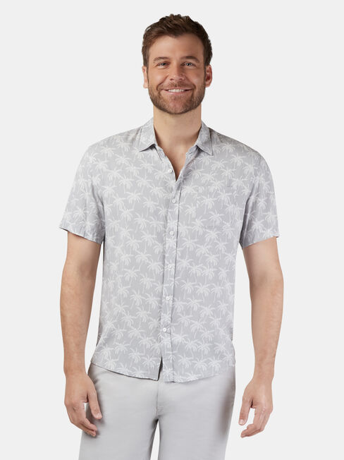 Atlas Short Sleeve Print Shirt, Grey, hi-res