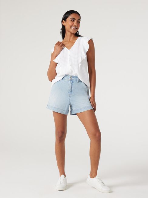 Fia Flutter Sleeve Top, White, hi-res