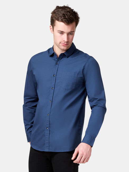 Buster Long Sleeve Print Shirt, Blue, hi-res