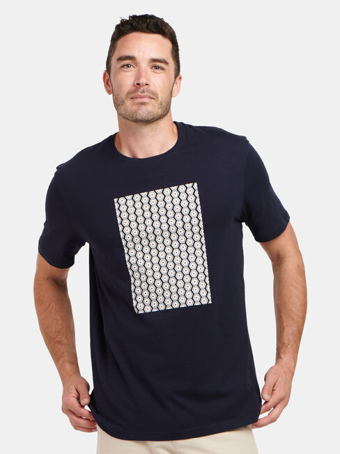 Dylan Short Sleeve Print Crew Tee, Blue, hi-res