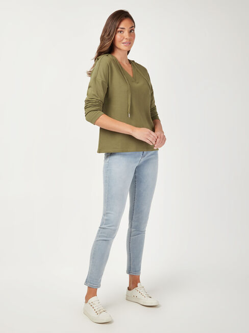 Emilia Hooded Sweat, Green, hi-res