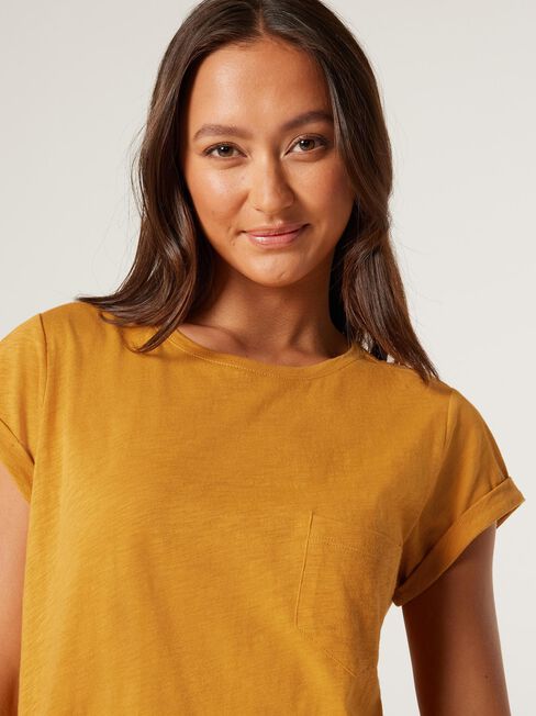 Essential Slub Pocket Tee, Spicy Mustard, hi-res