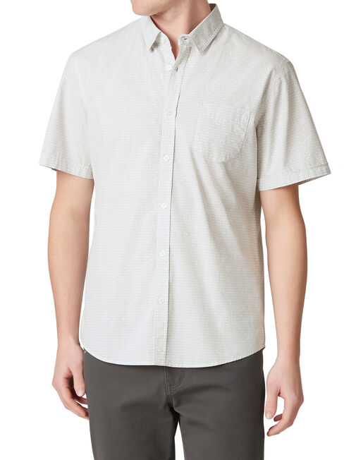 Wayne Short Sleeve Print Shirt, White, hi-res