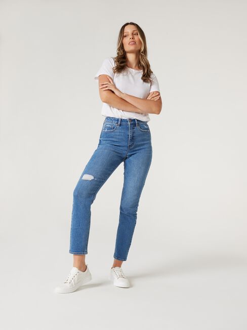 Sienna High Waisted Slim Straight Jeans, VintageWash, hi-res