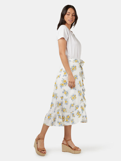 Chloe Midi Wrap Skirt, Yellow, hi-res