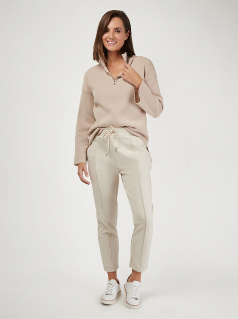 Gloria High Neck Half Zip Knit, Sandwash, hi-res