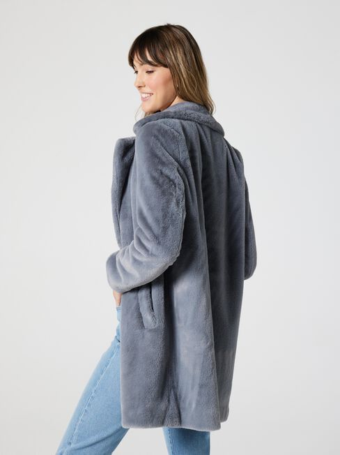 Olivia Faux Fur Coat, Grey, hi-res