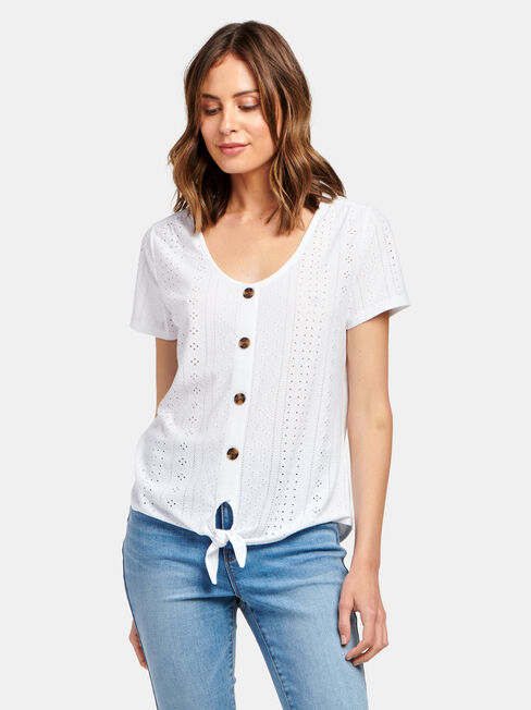 Lacey Lace Tee, White, hi-res