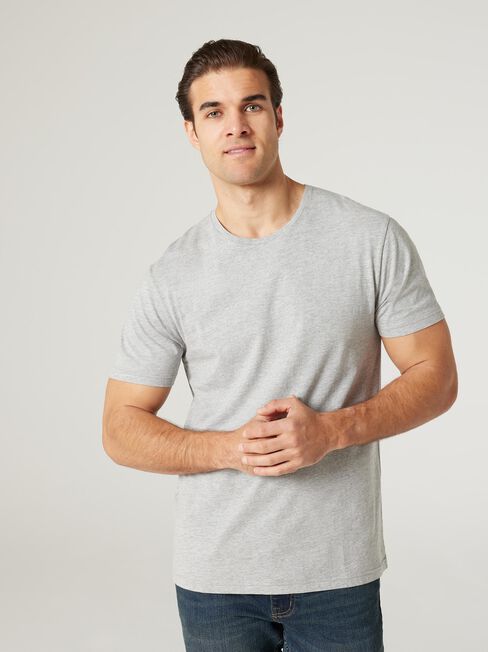 Basic Short Sleeve Tee, Grey, hi-res