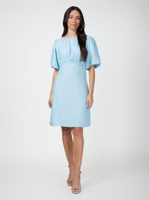 Poppy Puff Sleeve Dress, Blue, hi-res