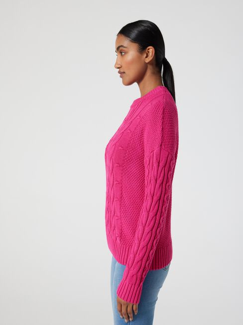 Fifi Bobble Cotton Knit, Hot Pink, hi-res