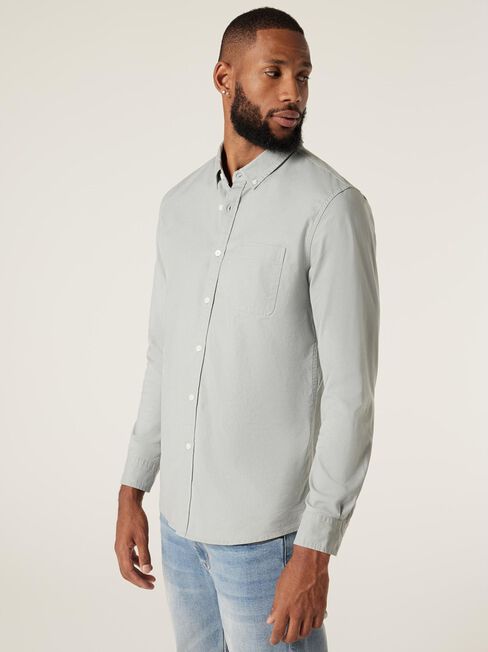 Heston Oxford Long Sleeve Shirt, Steel, hi-res